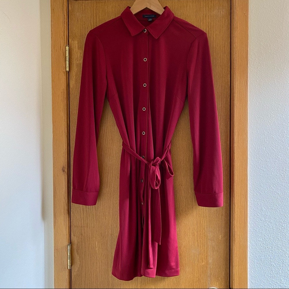 TOMMY HILFIGER • Button Up Shirt Dress - Crimson L